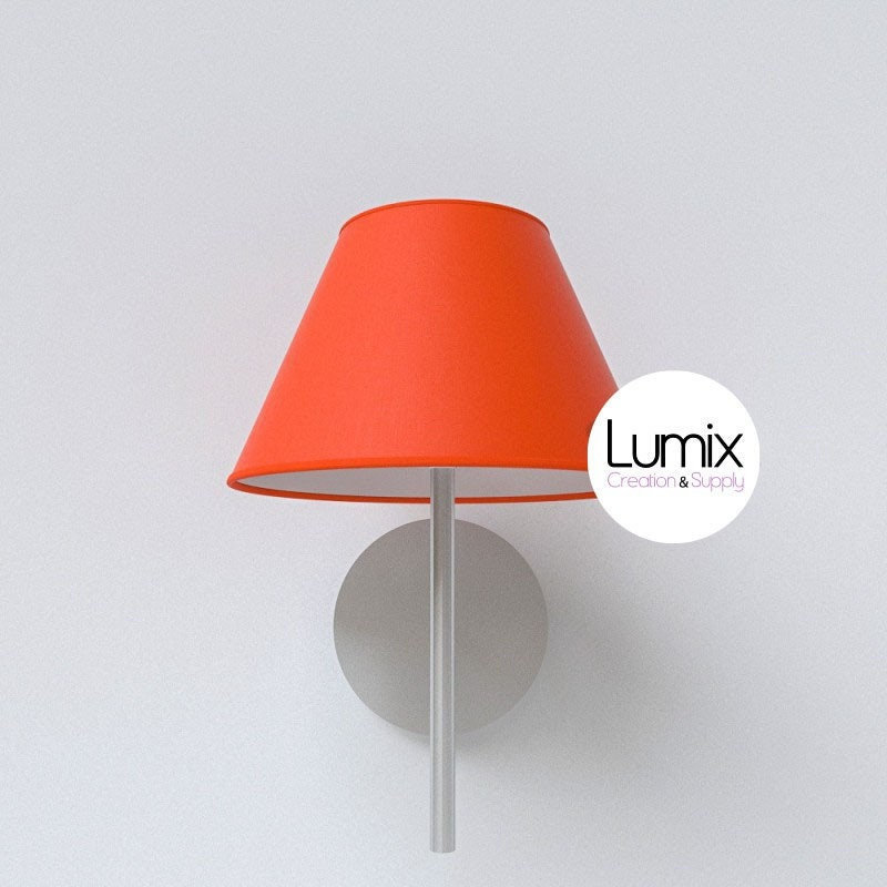 Applique Murale Métal avec Abat-Jour Conique Tissus 100% Coton Fait Main - Orange