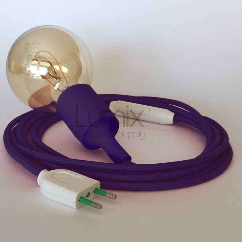 Lampe Baladeuse à Douille Violette et Câble Textile Violet