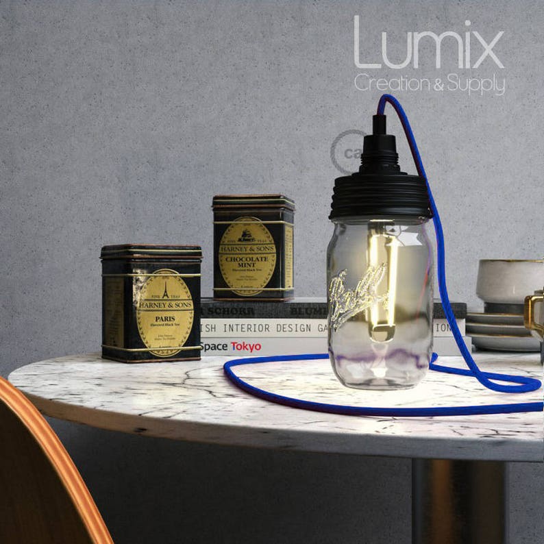 Fully Customizable Lamp 2m50 Of Textile Cable With Bipolar Switch Mason Jar Ball Table Lighting Lamps Oleggiosportivaoleggio It Fully Customizable Lamp 2m50 Of Textile, Ball Mason Jar Lamp