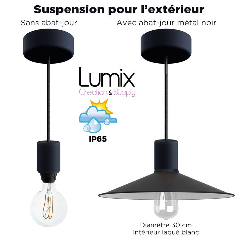 Lampe en Suspension Pour L'extérieur - Luminaire Sur-Mesure Étanche Ip65 Porte-Douille Silicone Grap