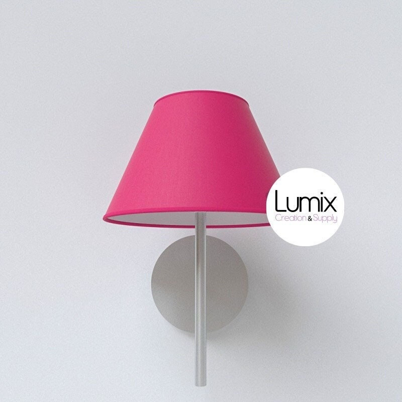 Applique Murale Métal avec Abat-Jour Conique Tissus 100% Coton Fait Main - Fuchsia
