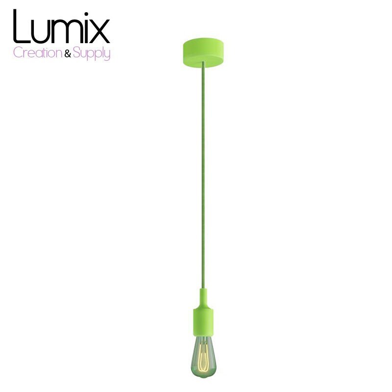 Suspension Simple Porte-Douille et Rosace Silicone Vert Clair