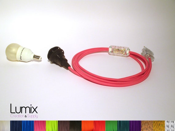 Kit lampe de chevet ou bureau à personnaliser douille bakélite à vis E14  spécifique abat-jour, câble textile et interrupteur-Réf KITBe14 -   Canada