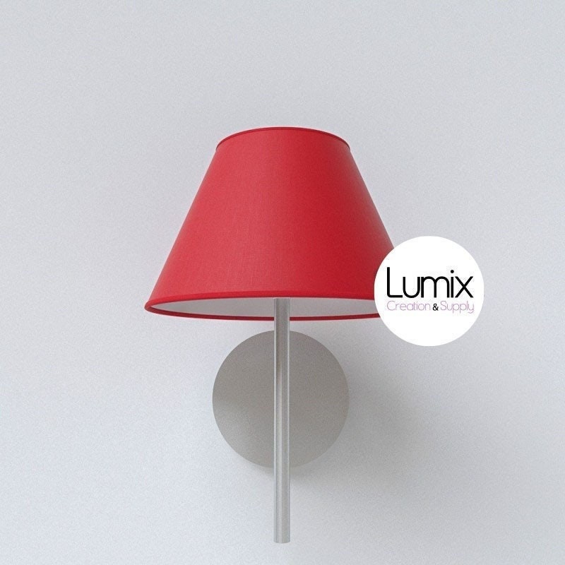 Applique Murale Métal avec Abat-Jour Conique Tissus 100% Coton Fait Main - Rouge