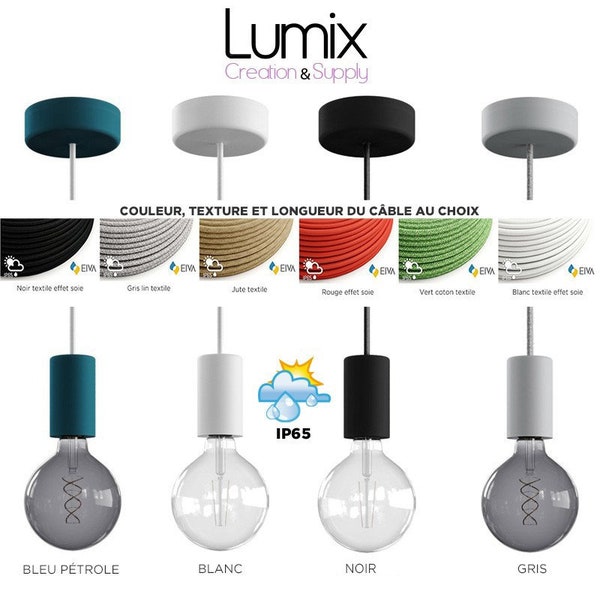 Lampe en suspension pour l'extérieur - Luminaire sur-mesure étanche IP65 - Porte-Douille silicone