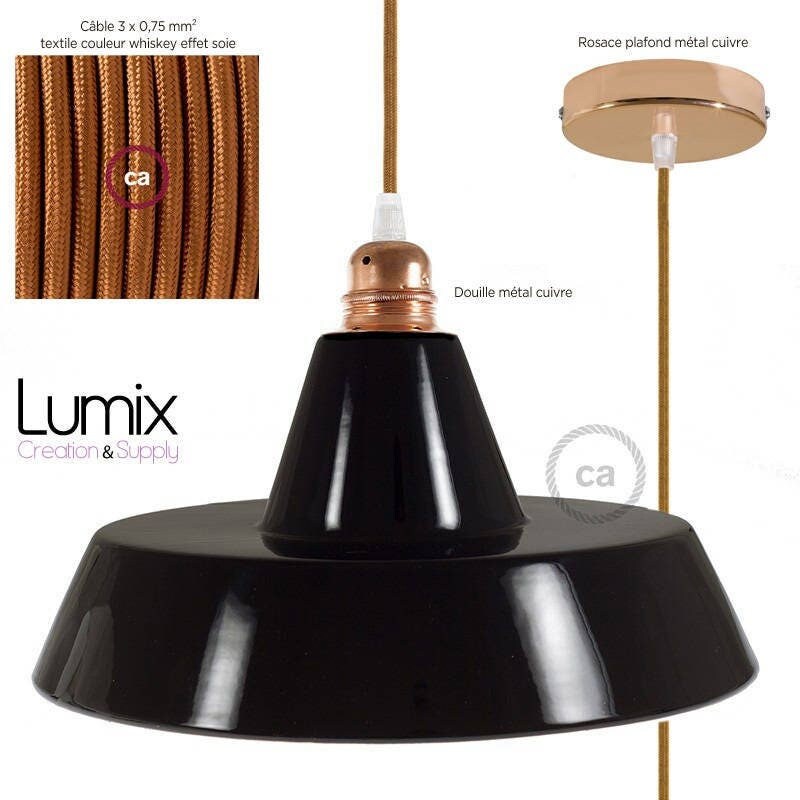 Lampe Suspension Style Industriel en Céramique Type Gamelle Noire d'atelier - Réédition Artisanale M