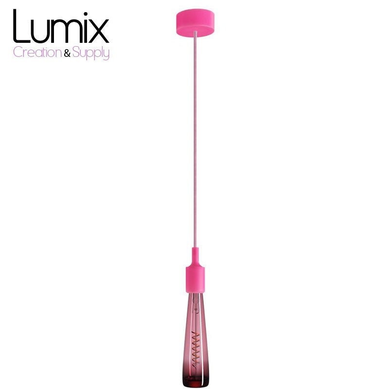 Suspension Simple Porte-Douille et Rosace Silicone Fuchsia