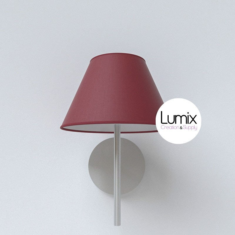 Applique Murale Métal avec Abat-Jour Conique Tissus 100% Coton Fait Main - Bordeaux