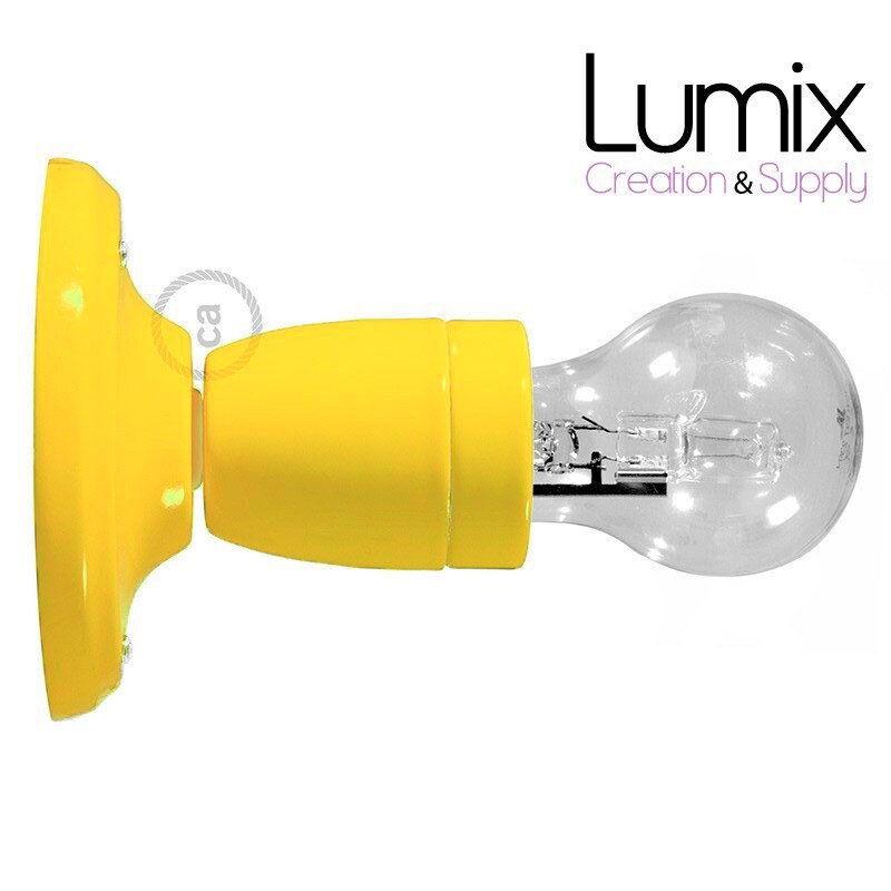 Lampe en Porcelaine Jaune Pour Pose Plafonnier ou Applique Murale