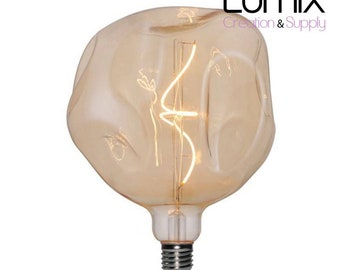 Golden Globe LED Bulb Dented G180 Spiral Filament 5W E27 Dimmable 2000K