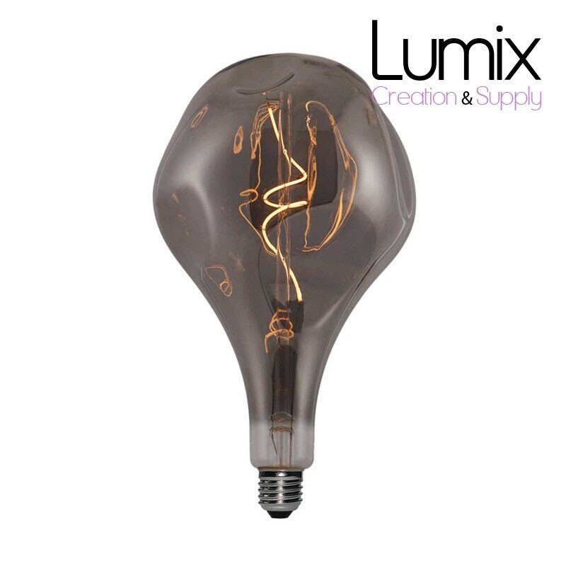 Ampoule Xxl Led Poire A165 Cabossée Smoky Filament à Spirale 5W E27 Dimmable 2000K