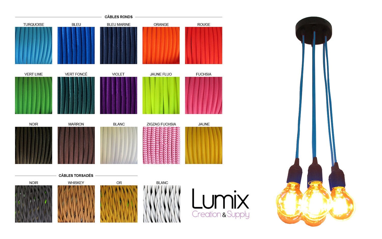 Luminaire Suspension Grappe 7 Lampes à Personnaliser - Choix Douilles E27 Bakélite, Rosace Plafond e