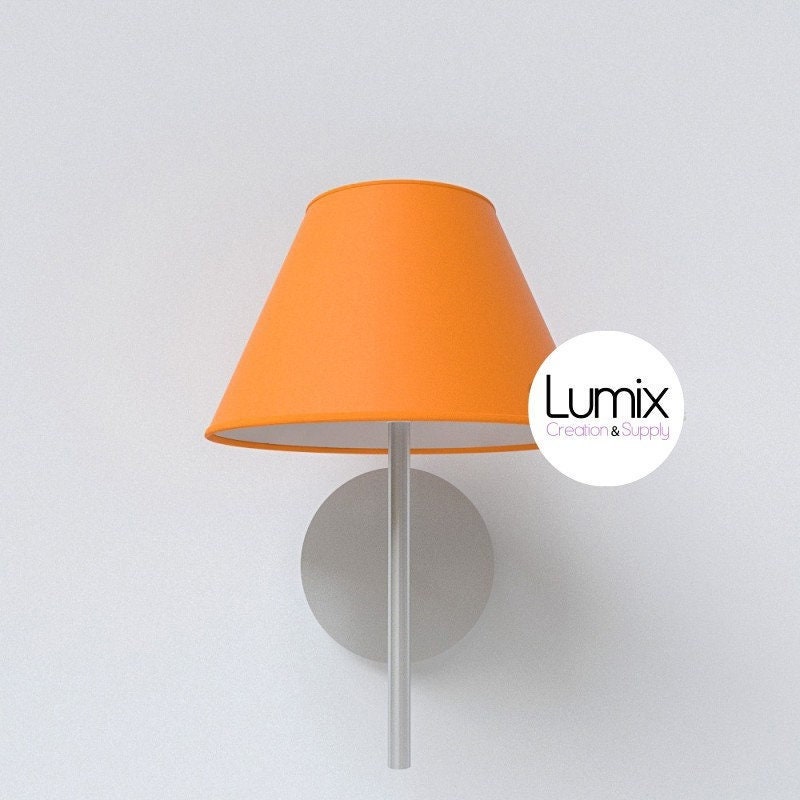 Applique Murale Métal avec Abat-Jour Conique Tissus 100% Coton Fait Main - Mandarine