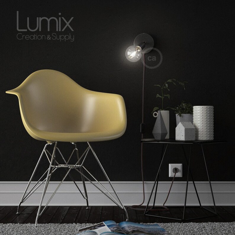 Textile cable with switch Bring light to where you need it Adjustable spotlight to plug into power outlet