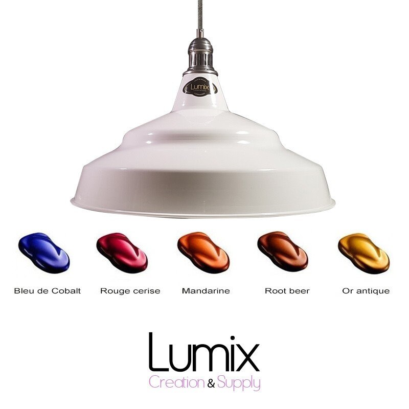 Suspension Bistrot Aluminium et Fer Brut Xxl 47 cm de Diamètre - Blanc Émaillé ou Couleur Candy® Au 