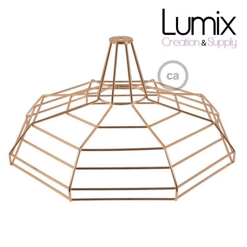 Abat-Jour Cage Xl Sonar Métal Cuivre avec Douille E27