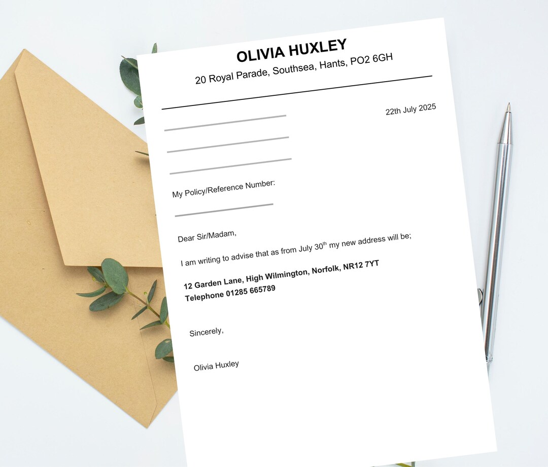 Address Relocation Printable Moving Home Address Change Form,digital Download Change of ...