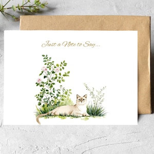 Cat just a little note pack 8 blank notecards and envelopes,Cat notecards,animal thank you card packs,Customised cat Stationery Card set