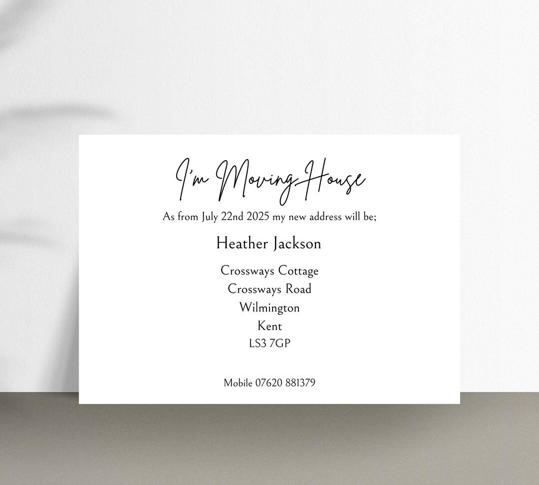 Simple Printable Change of Address Card,my New Address, Our New Address