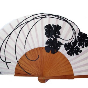Flower fan, Spain fan, hand painted fan, Spain hand fan, handmade fan "Silhouettes in flower"