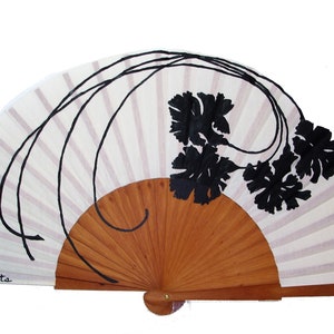 Flower fan, Spain fan, hand painted fan, Spain hand fan, handmade fan &quot;Silhouettes in flower&quot;