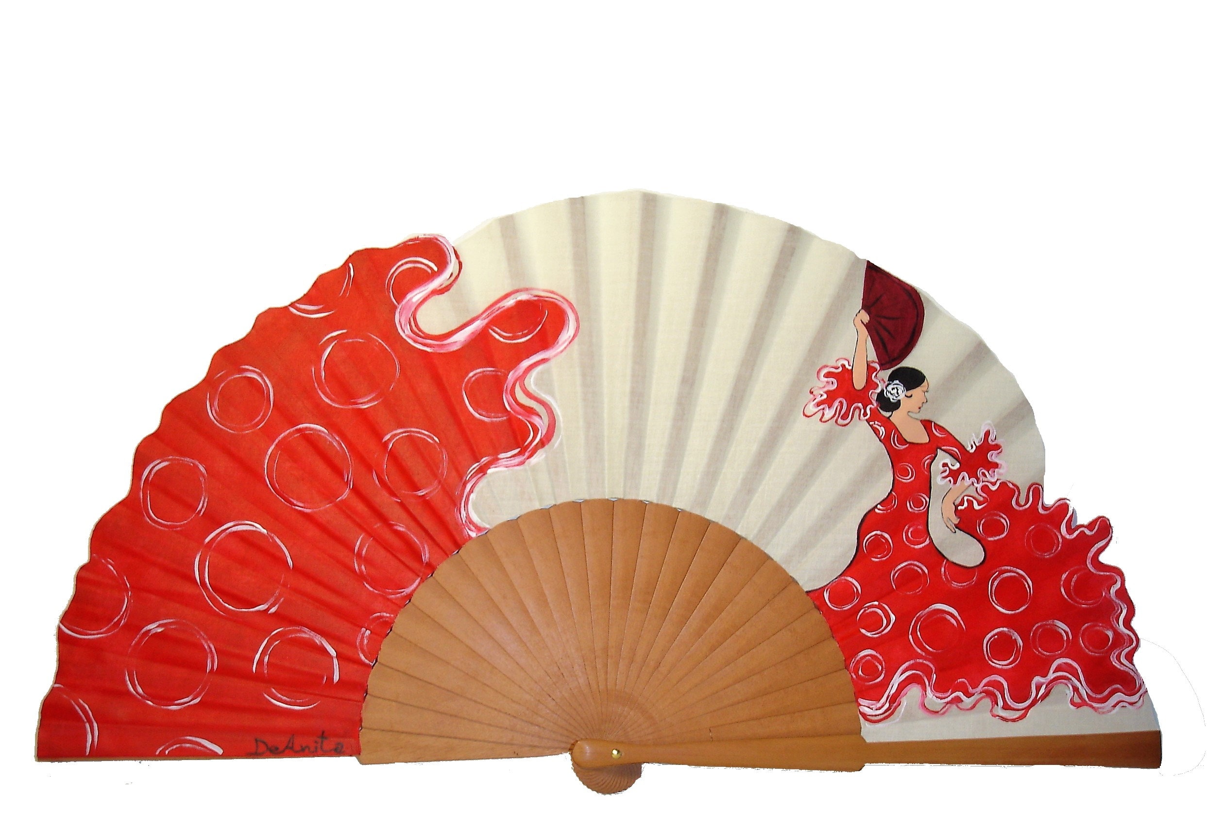 Spanish Hand Fan "Aires de Sevilla", Luxury Wooden Fan, Authentic Flamenco Dance Accessory, Made in Spain, Free Shipping