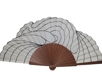 Ventilatore moderno dipinto a mano "Lineal-1", ventilatore in legno spagnolo realizzato a mano, design unico e d'avanguardia.