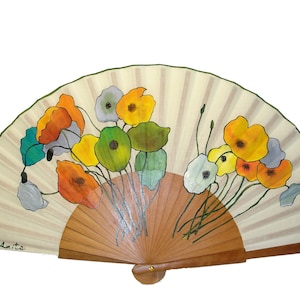 Bouquet fan/Spain fan/hand painted fan/flamenco fan/Hand fan/wood fan  &quot;Poppy bouquet&quot;