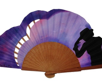 Spain fan/hand painted fan/flamenco fan/wood fan/Folding fan/ hand fan  "Andalusian Silhouette"