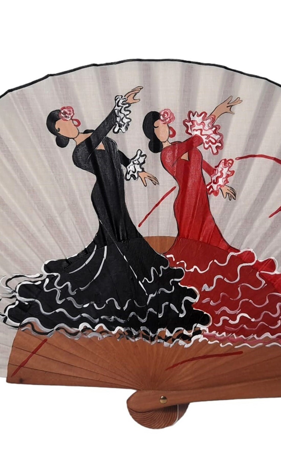 Ventaglio con scena di danza flamenco, ventaglio fatto a mano, design esclusivo dipinto a mano, regalo speciale per le donne, prodotto in Spagna - Italia