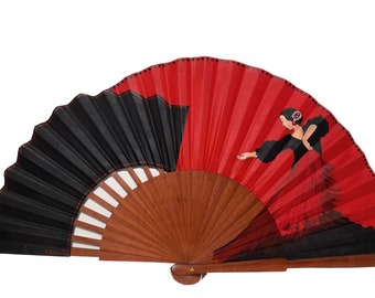 Spanish fan/hand-painted fan/flamenco fan/wood fan/Spain fan  "The  Dancer"