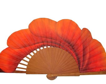 Hand painted fan/Spain fan/hand fan/flamenco fan/Andalusian fan/wood fan  "Fire Petals"