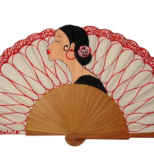 Flamenco fan, Spain fan, hand painted fan, hand fan, Spain hand fan, wood fan &quot;The lady of black&quot;