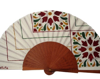 Hand painted fan/Spain fan/hand fan/flamenco fan/wood fan/folding fan  "Mosaic in Bordeaux"