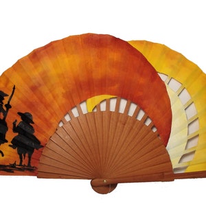 Hand painted fan/Spain fan/flamenco fan/wood fan/wedding fan/hand fan  &quot;Don Quijote y Sancho Panza&quot;