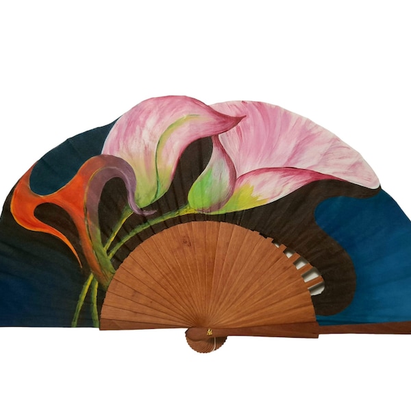 Hand-Painted Spanish Fan with Flowers, Handcrafted Wooden Fan “Natural Beauty,” Gift for Women, Wedding or Flamenco Accessory
