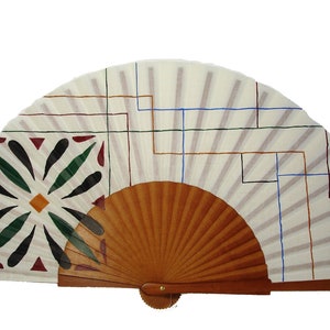 Spain fan/hand painted fan/flamenco fan/hand fan/wood fan/Andalusian fan  &quot;Roseton mosaic in black&quot;