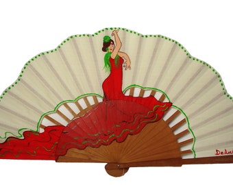Abanico Español Pintado a Mano, Abanico Pintado a Mano, Eventail 