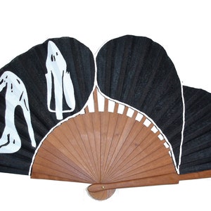 Spanischer Fächer/handbemalter Fächer/Flamenco-Fächer/Handfächer/spanischer Fächer/Holzfächer „Tacones Lejanos“