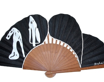 High heels Spanish Hand Fan, Artisan Carved Wood Fan, Iconic Spanish Design, Authentic Made in Spain, Free Shipping