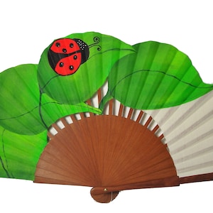Spain fan/hand painted fan/flamenco fan/hand fan/wedding fan/wood fan &quot;The red ladybird&quot;