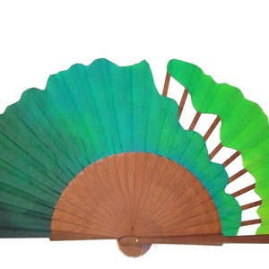 Spain fan/hand painted fan/flamenco fan/Spain hand fan/Flamenco woman fan/wood fan/Green fan/Gift for her  "Vitality"