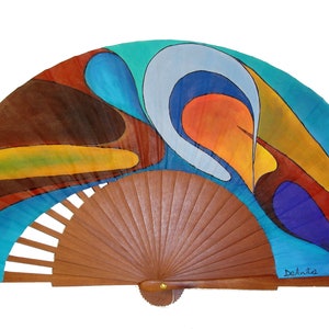 Faltfächer/Spanischer Fächer/Handbemalter Fächer/Flamenco-Fächer/Handfächer &quot;Nacht am Meer&quot;