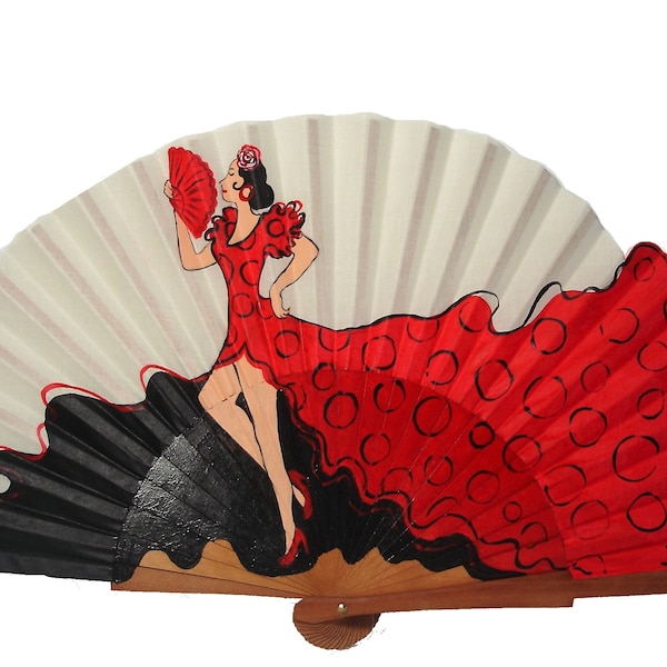 Flamenco woman spain, Spain fan, hand painted fan, free shipping, Flamenco fan, wood fan  "Flamenco  passion"