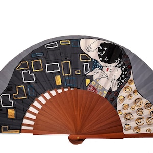Spain fan/hand painted fan/flamenco fan/hand fan/wedding fan/wood fan  &quot;Klimt&#39;s kiss&quot;