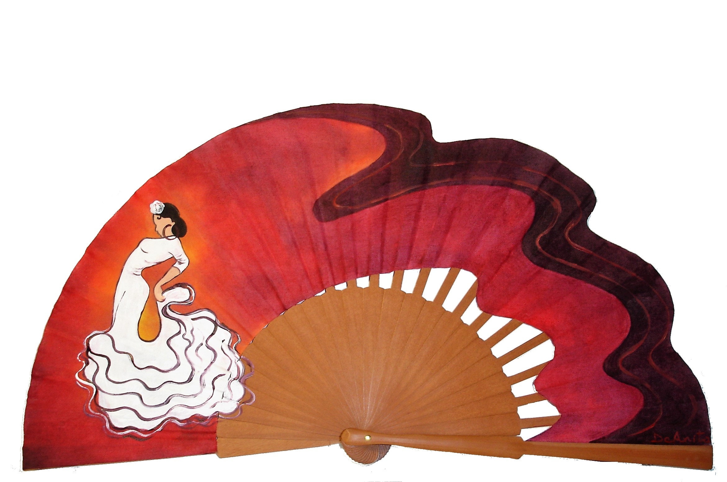 Spain Fan flamenco Fan hand Painted Fan flamenco Style Fan wood