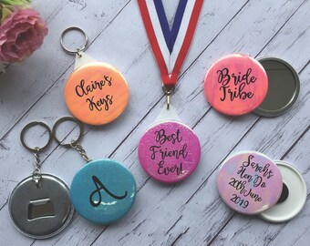 name//place 5 for 4 Personalised Photo Irish Shamrock Hen Do Party Badges//Mirror