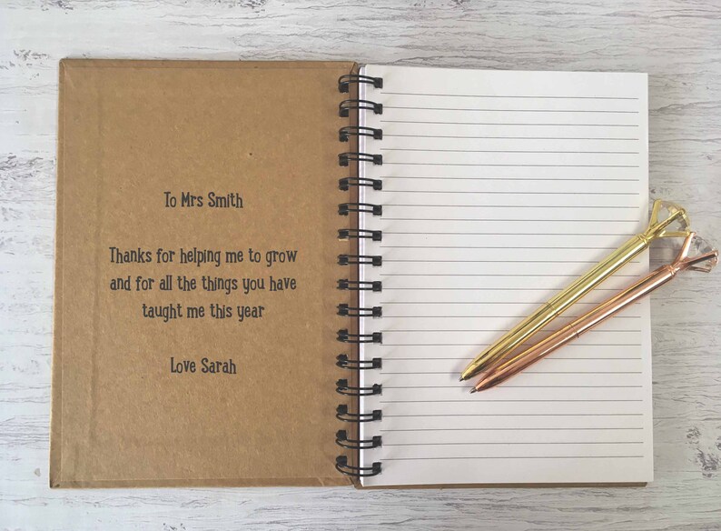 Personalised Lined Kraft Notepad Notebook Jotter Planner End of Term Teacher Appreciation Gift Present Apple Teacher/'s Name DD675