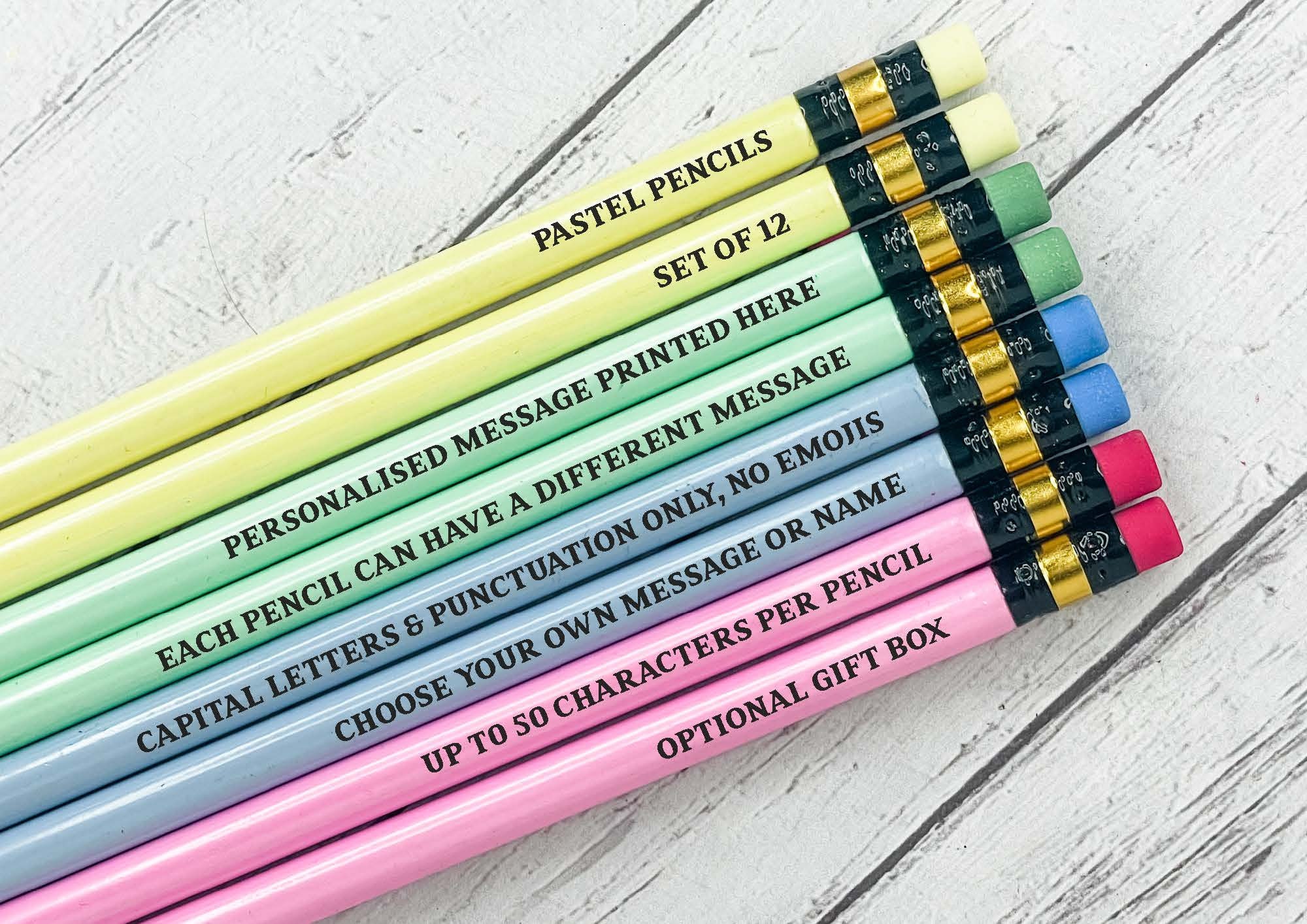 Personalised Children's Pencil Set Wooden Coloured Pencils Engraved Message