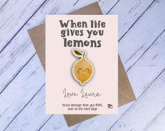 Lemon Encouragement Token, When Life Gives You Lemons Gift, Wooden Keepsake, Positive Reminder Gift, Cute Fruit Token
